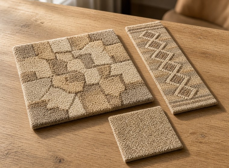 Hotels & Casinos Related hand-tufted carpet samples for a hotel pattern family