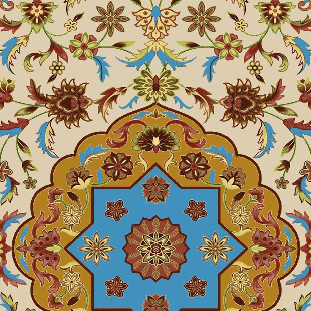gls-c03-border-1000 Blue Gold Floral Medallion Rug rug pattern detail