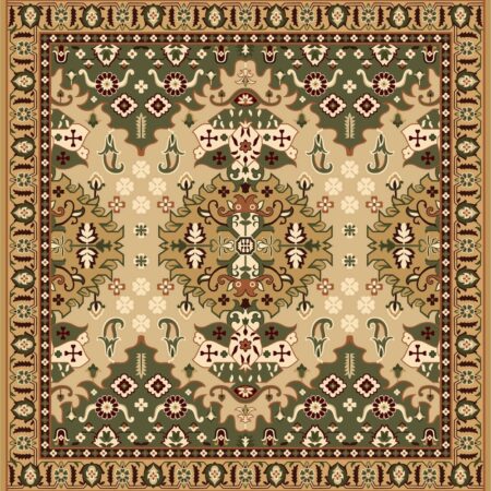 Beige Green Persian Medallion Rug rug