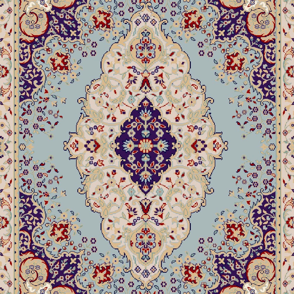 gls-c05-center-1000 Lavender Blue Medallion Rug rug pattern detail