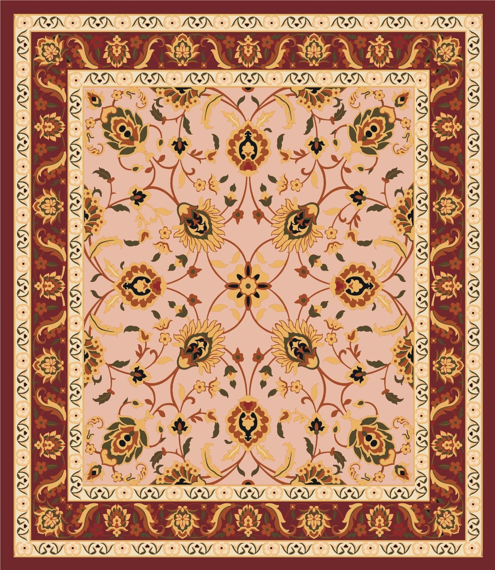 Rose Peach Floral Medallion Rug full rug pattern