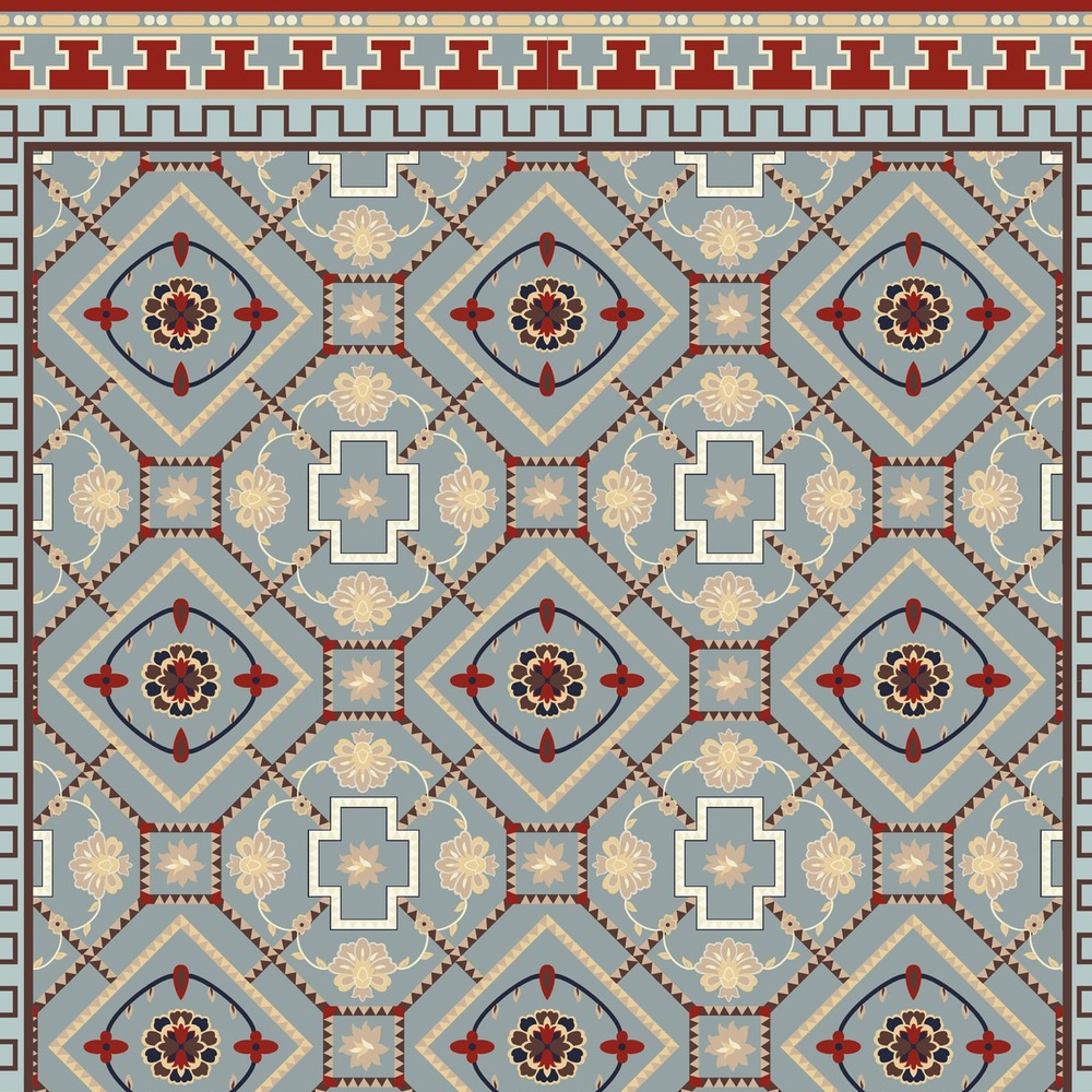 gls-c07-border-1000 Red Gray Diamond Geometric Rug rug pattern detail