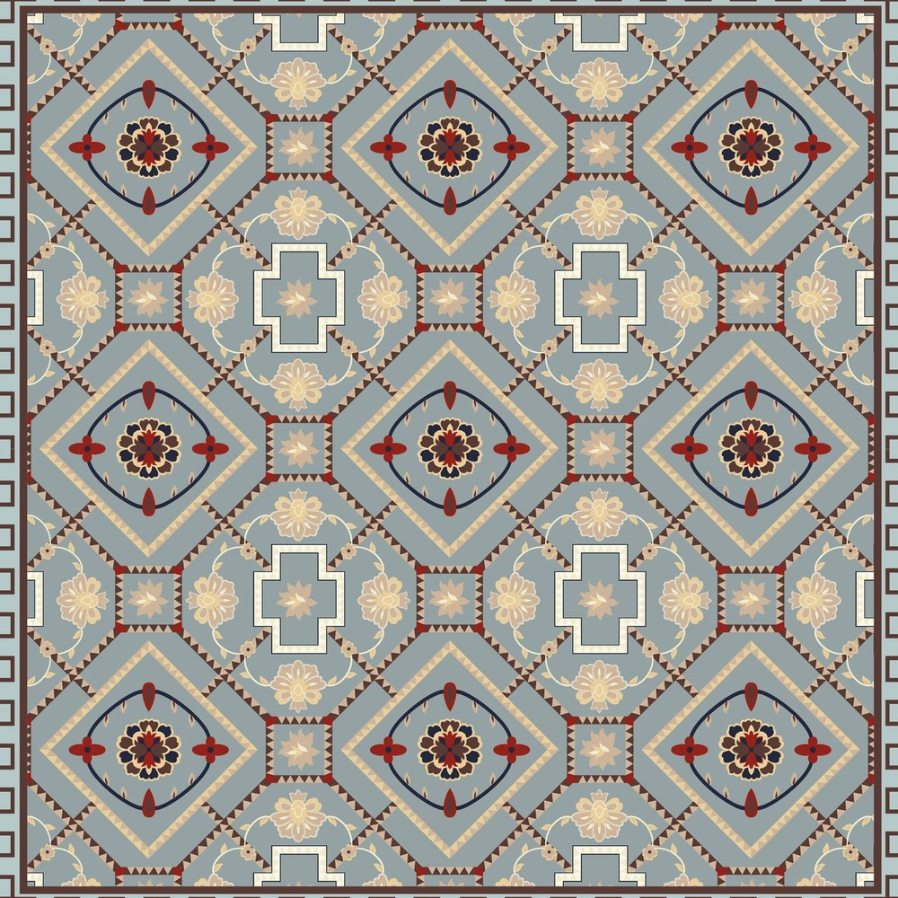 gls-c07-center-1000 Red Gray Diamond Geometric Rug rug pattern detail
