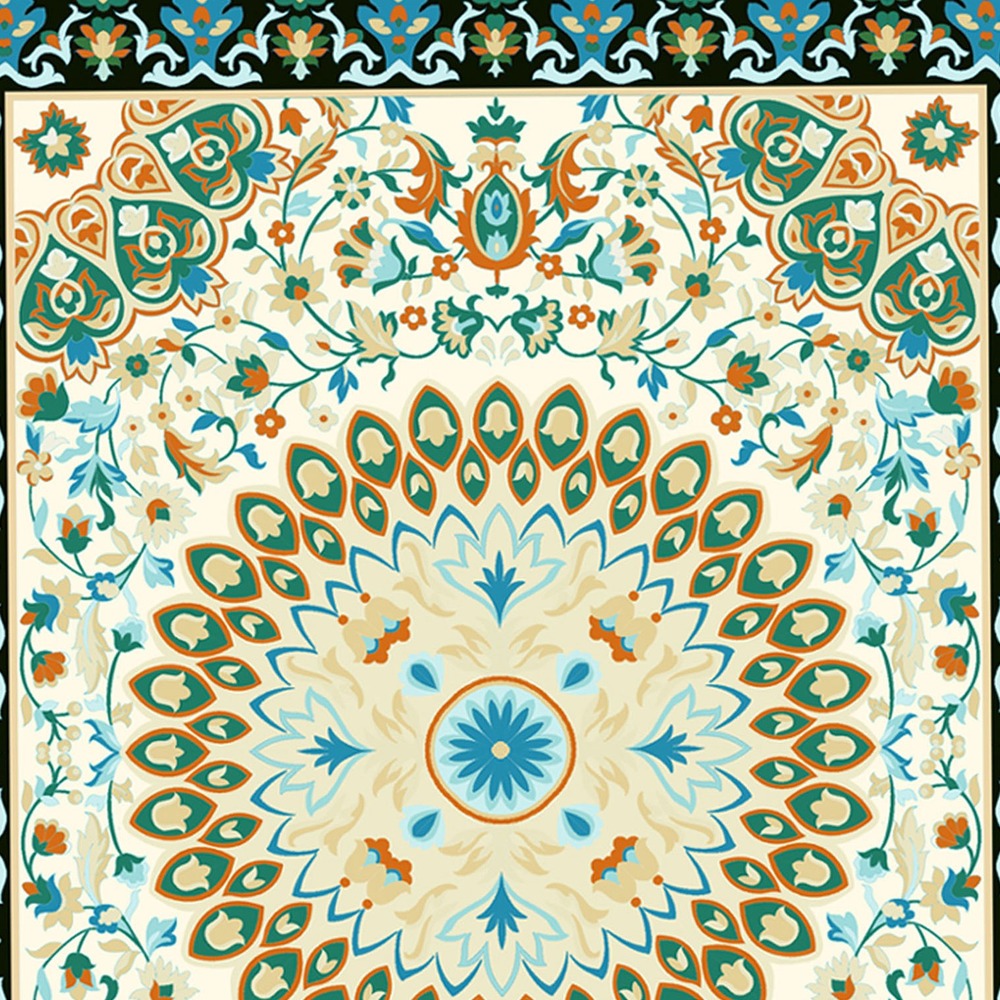 gls-c09-border-1000 Turquoise Floral Medallion Rug rug pattern detail