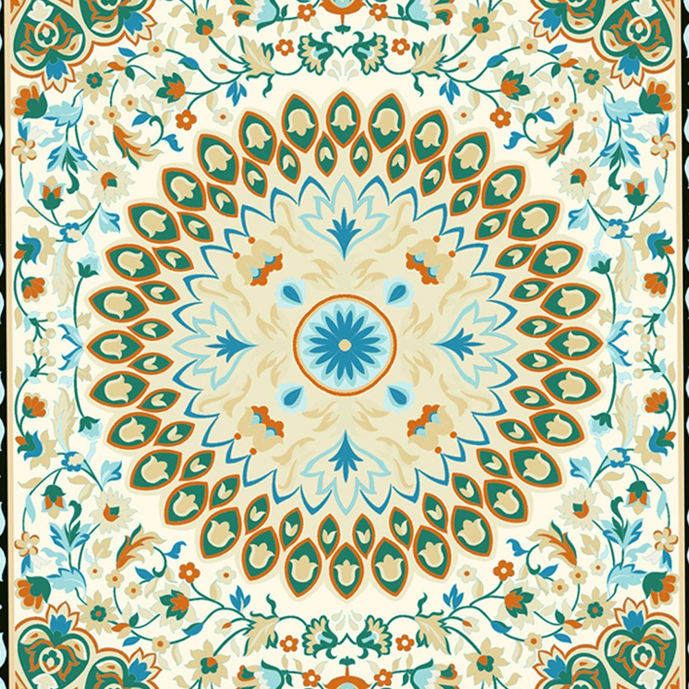 gls-c09-center-1000 Turquoise Floral Medallion Rug rug pattern detail