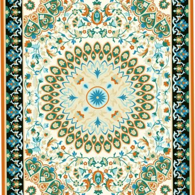 Turquoise Floral Medallion Rug rug