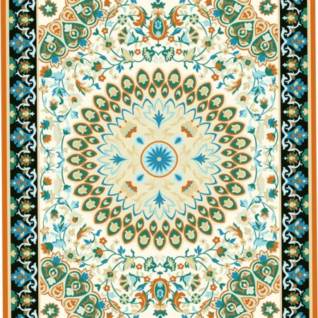 Turquoise Floral Medallion Rug rug