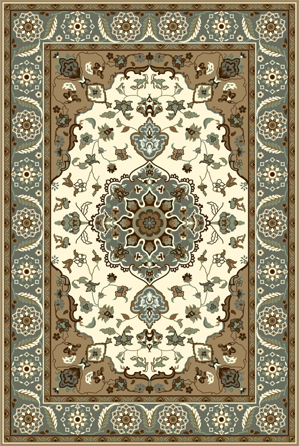 Ivory Gray Floral Medallion Traditional Area Rug for Interiors Ivory Gray Medallion Persian Rug full rug pattern