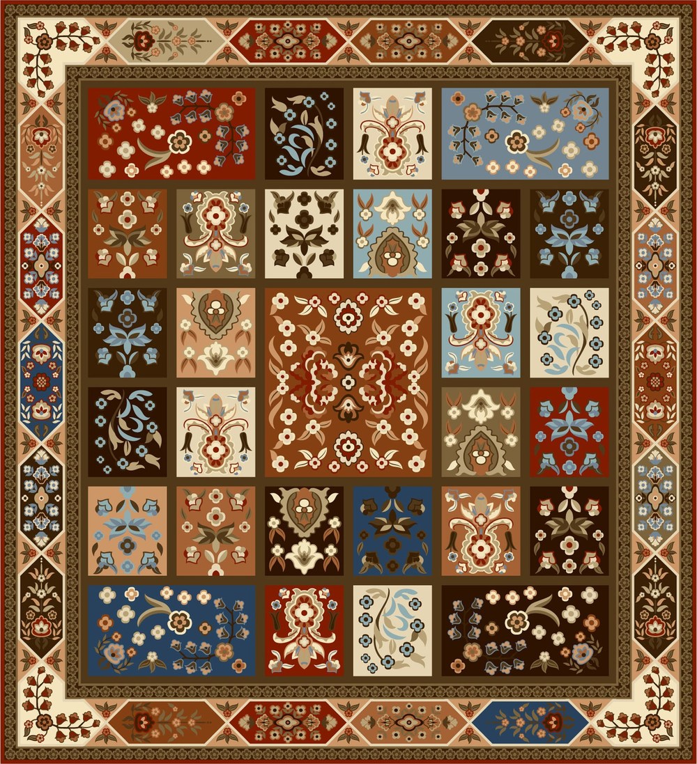 Multicolor Patchwork Medallion Persian Area Rug for Living Rooms Multicolor Persian Patchwork Rug full rug pattern