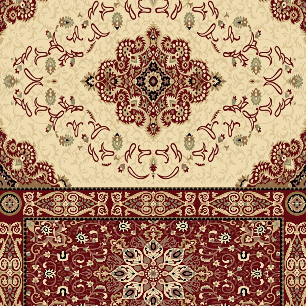 gls-c12-border-1000 Red Cream Double Medallion Rug rug pattern detail
