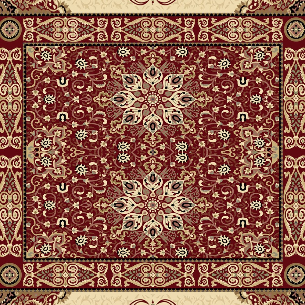 gls-c12-center-1000 Red Cream Double Medallion Rug rug pattern detail