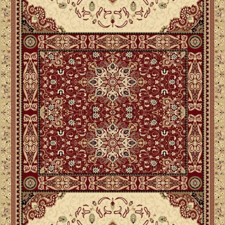 Red Cream Double Medallion Rug rug