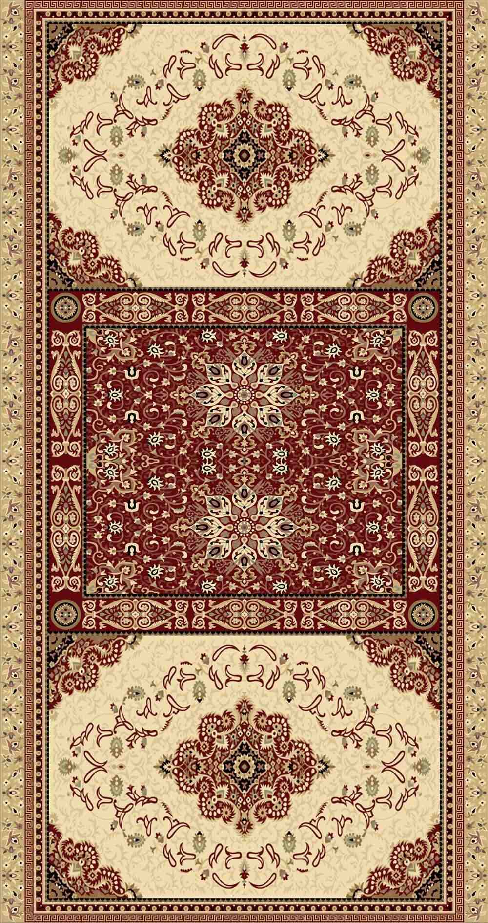 Red Cream Double Medallion Traditional Area Rug for Hallways Red Cream Double Medallion Rug full rug pattern