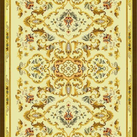 Gold Cream Ornate Medallion Rug rug