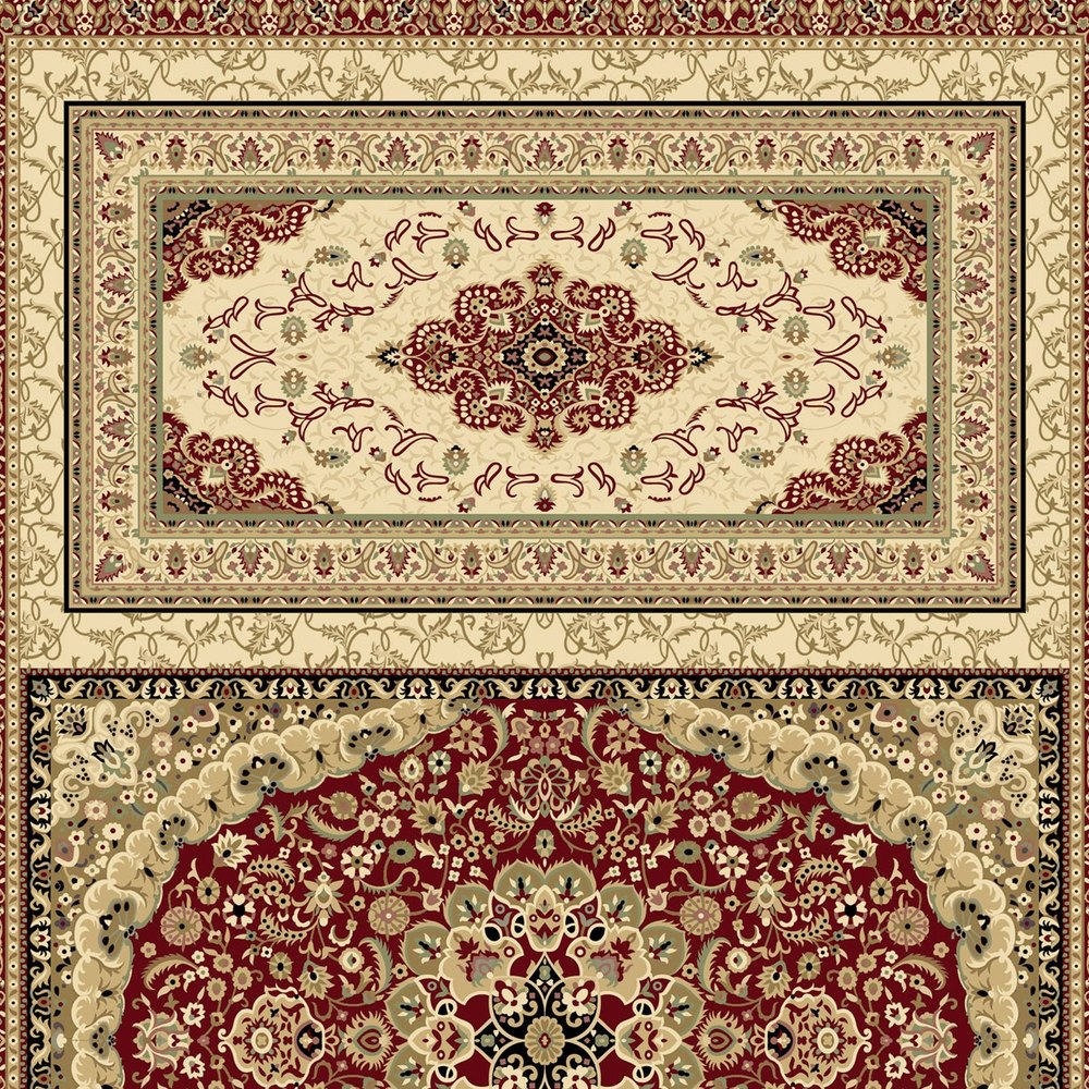 gls-c15-border-1000 Beige Cream Stacked Medallion Rug rug pattern detail
