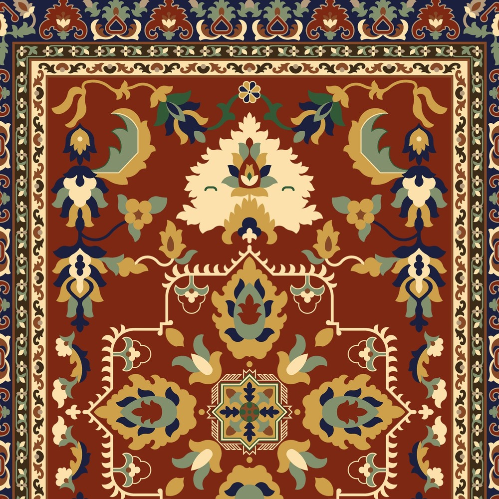 gls-c16-border-1000 Rust Red Floral Medallion Rug rug pattern detail