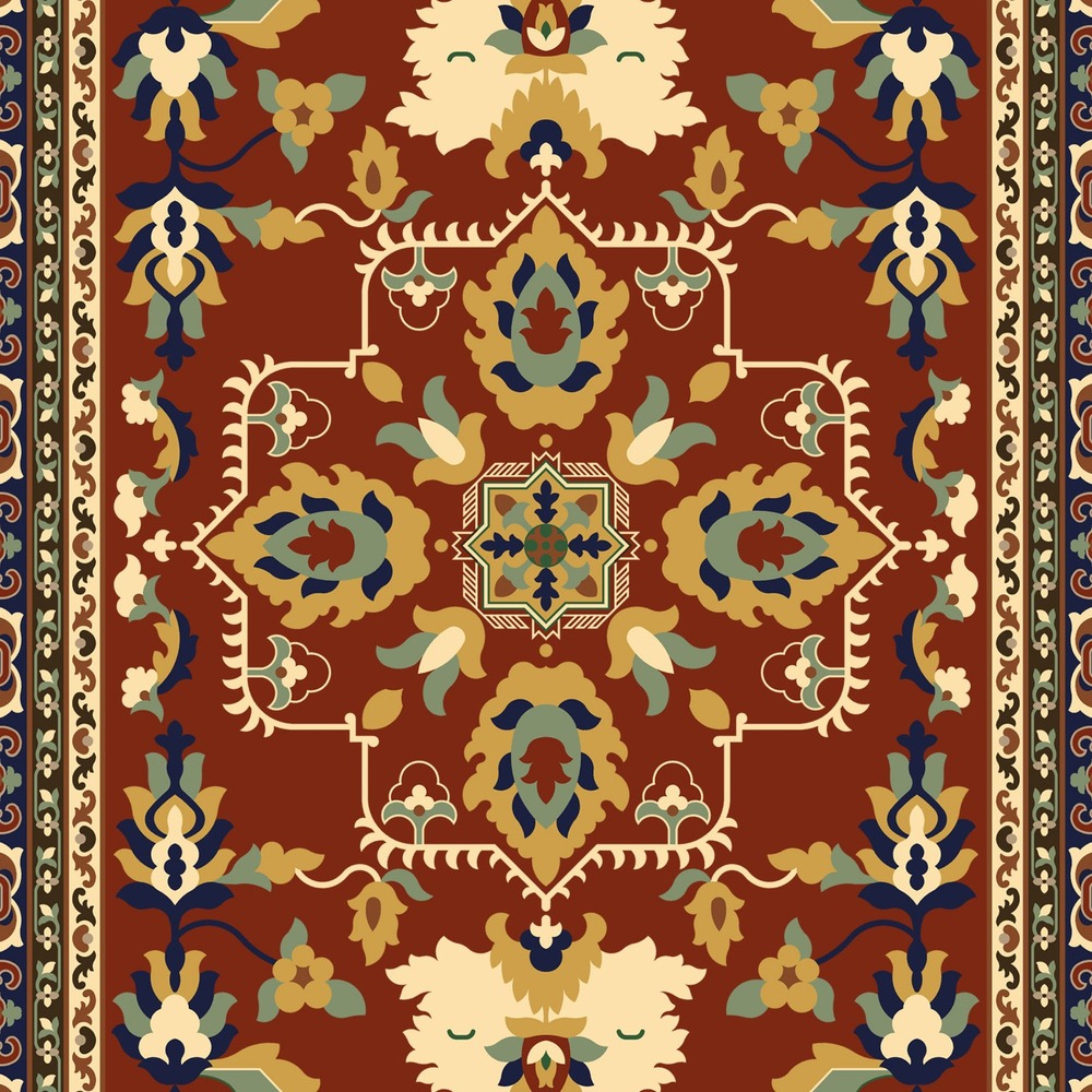 gls-c16-center-1000 Rust Red Floral Medallion Rug rug pattern detail