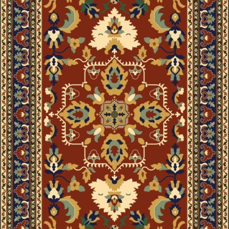 Rust Red Floral Medallion Rug rug