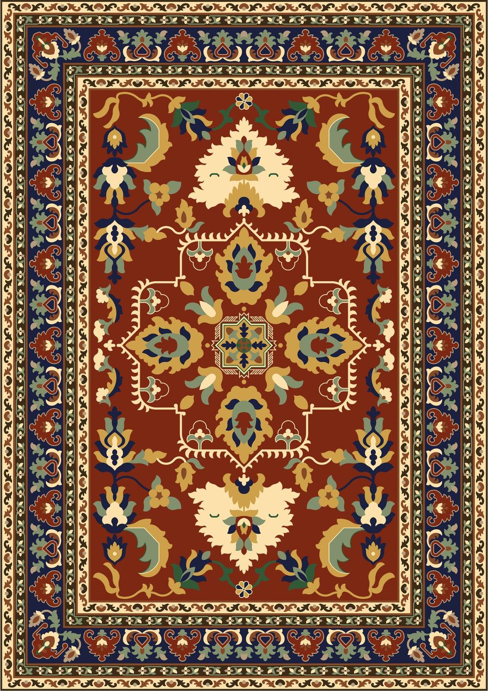 Rust Red Floral Medallion Traditional Area Rug for Interiors Rust Red Floral Medallion Rug full rug pattern
