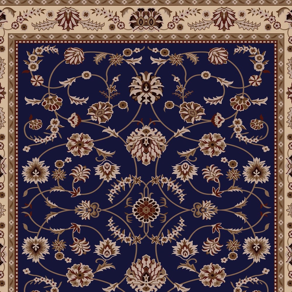 gls-c17-border-1000 Navy Blue Floral Medallion Rug rug pattern detail
