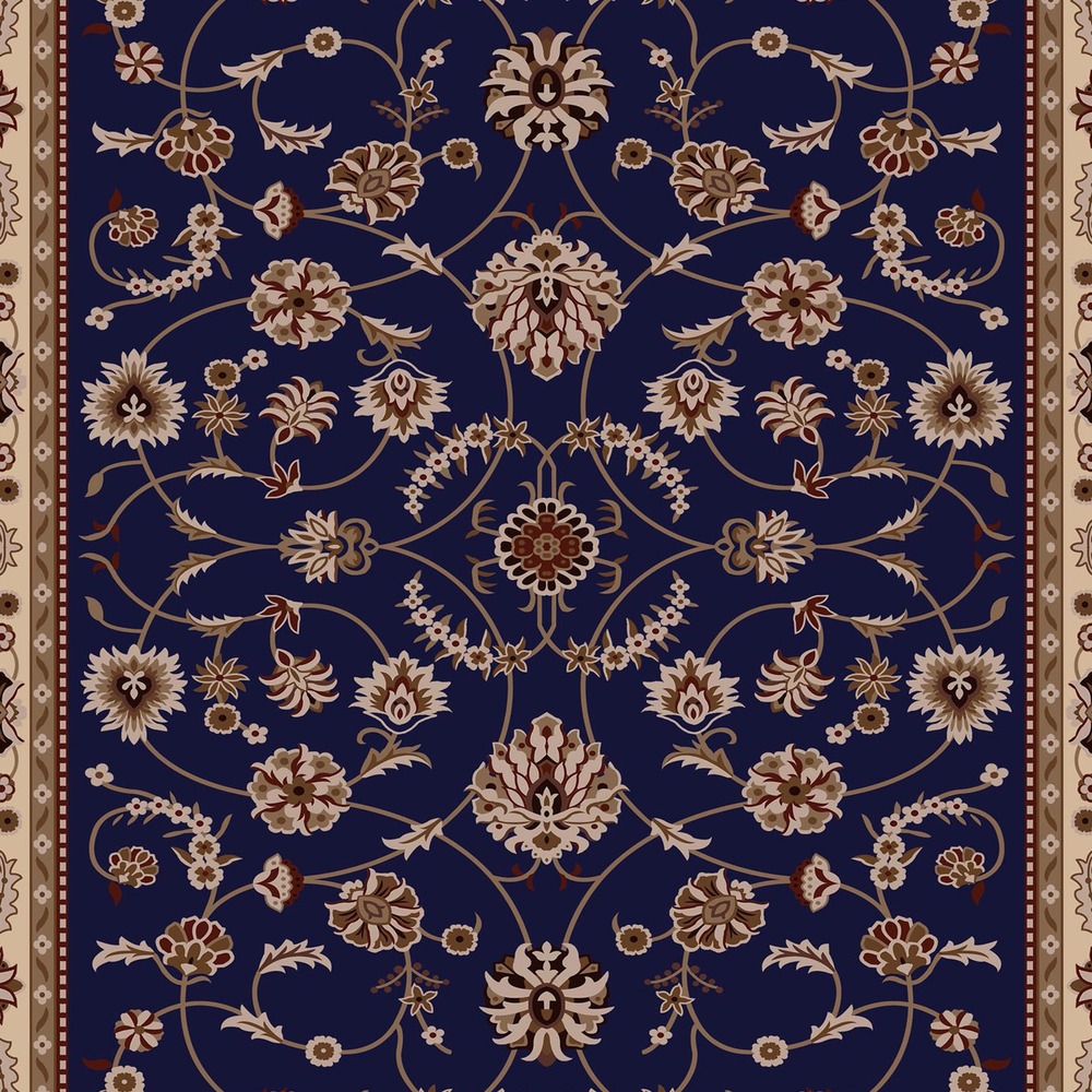 gls-c17-center-1000 Navy Blue Floral Medallion Rug rug pattern detail