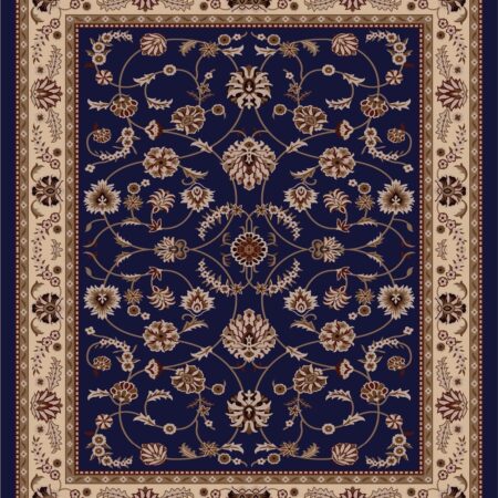 Navy Blue Floral Medallion Rug rug