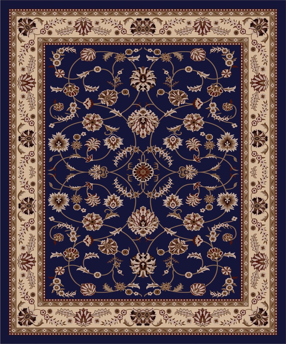 Navy Blue Floral Medallion Traditional Area Rug for Interiors Navy Blue Floral Medallion Rug full rug pattern