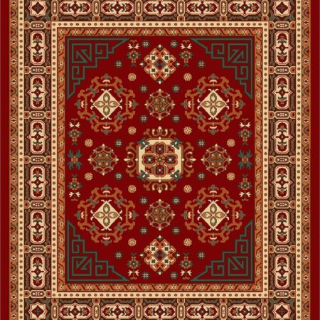 Red Cream Classic Medallion Rug rug