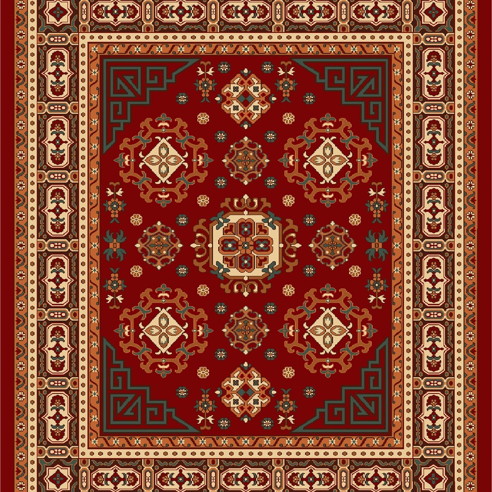 Red Cream Classic Medallion Rug rug