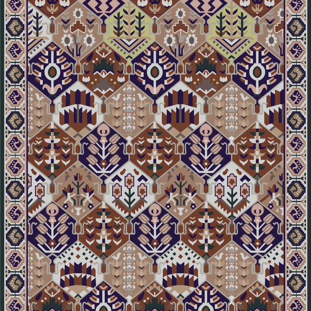 Purple Brown Geometric Patchwork Rug rug