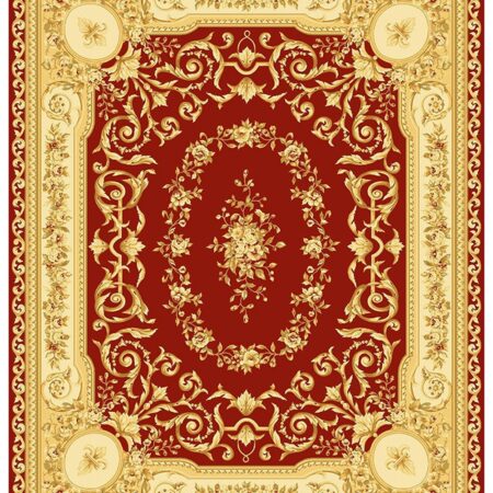Red Gold Ornate Medallion Rug rug