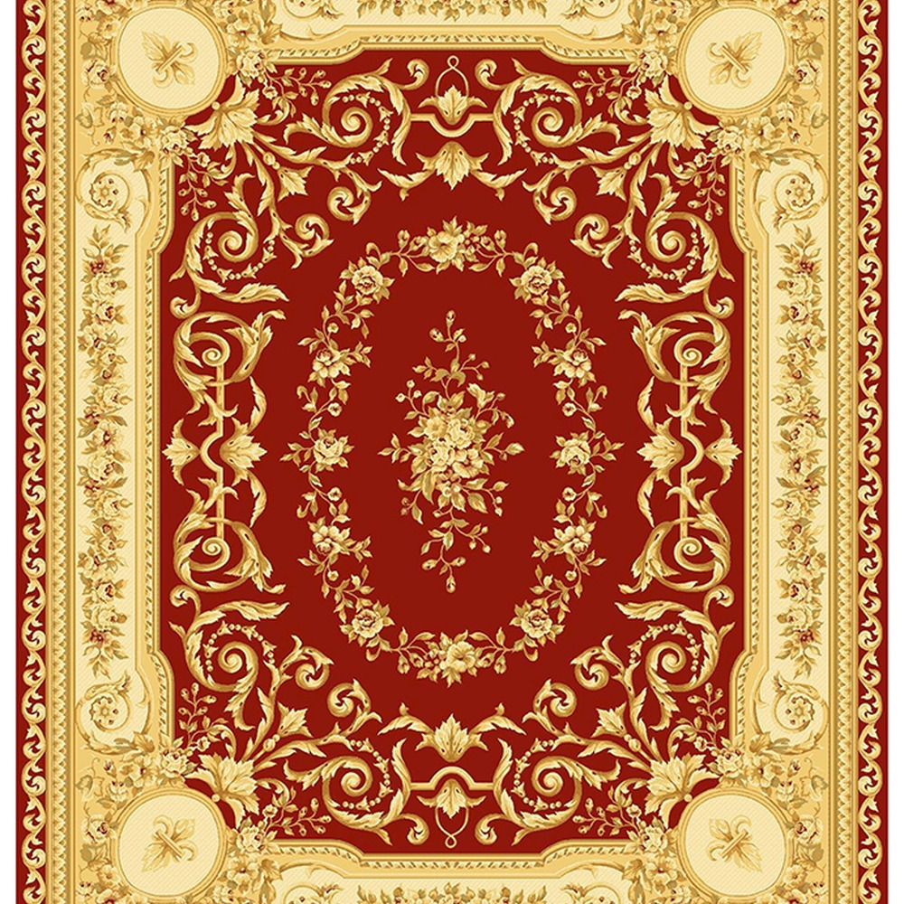 Red Gold Ornate Medallion Rug rug