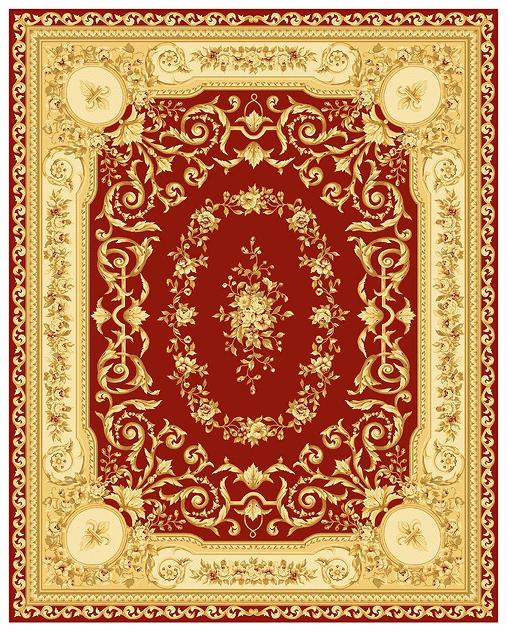 Red Gold Ornate Medallion Rug full rug pattern