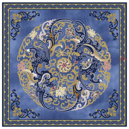 Blue Gold Classic Medallion Rug rug