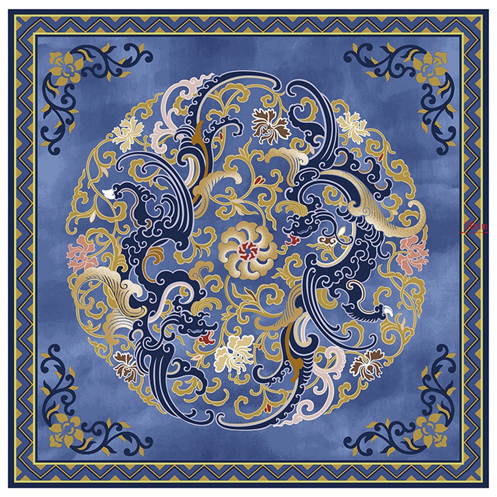 Blue Gold Classic Medallion Rug rug