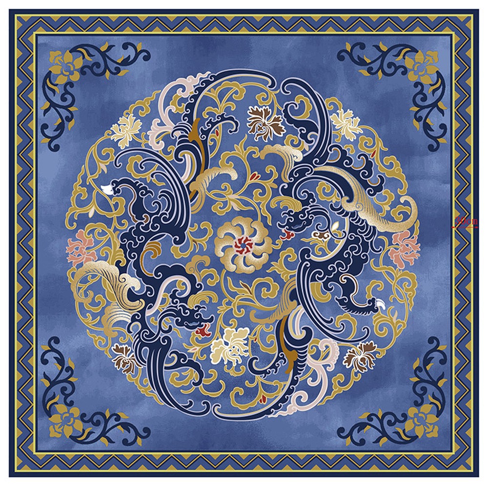 Blue Gold Classic Medallion Rug full rug pattern