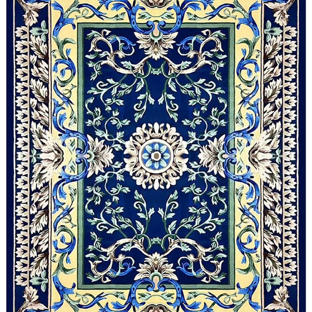 Blue Gold Floral Persian Rug rug
