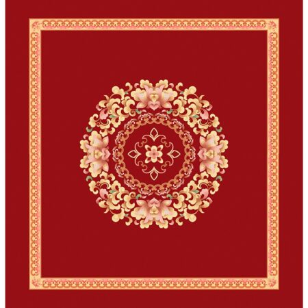 Red Gold Circular Medallion Rug rug