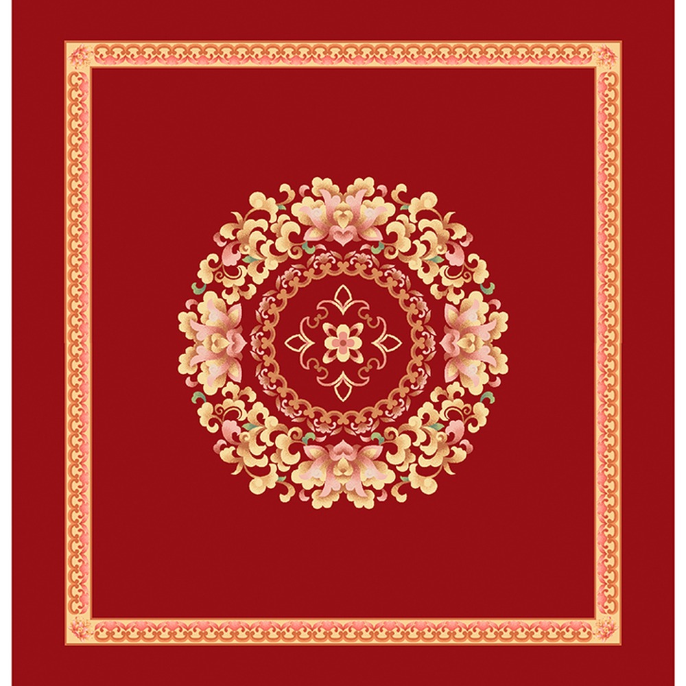 Red Gold Circular Medallion Rug rug
